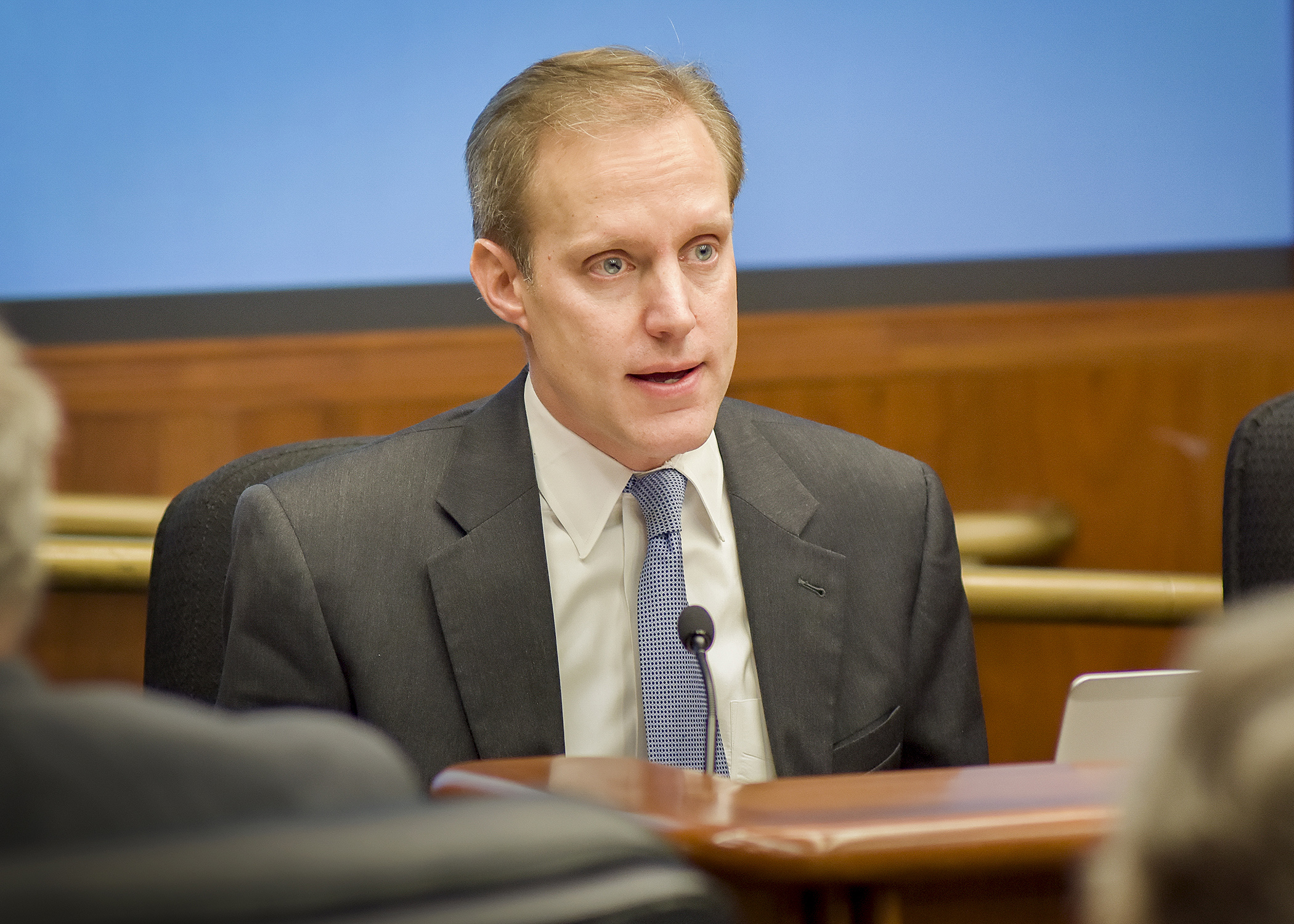 Secretary of State Steve Simon testifies before the House Government Operations and Elections Policy Committee Jan. 12. Photo by Andrew VonBank